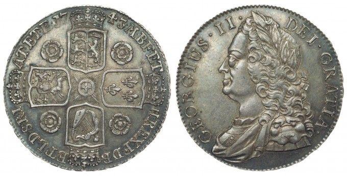 1743 Crown Logo - Baldwin's - Buy and Sell Rare Coins - George II, Crown, 1743