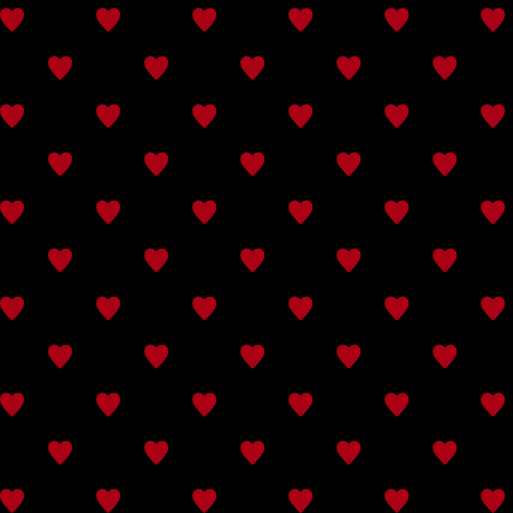 Black On Red Heart Logo - Dark Red Hearts on Black fabric - mtothefifthpower - Spoonflower