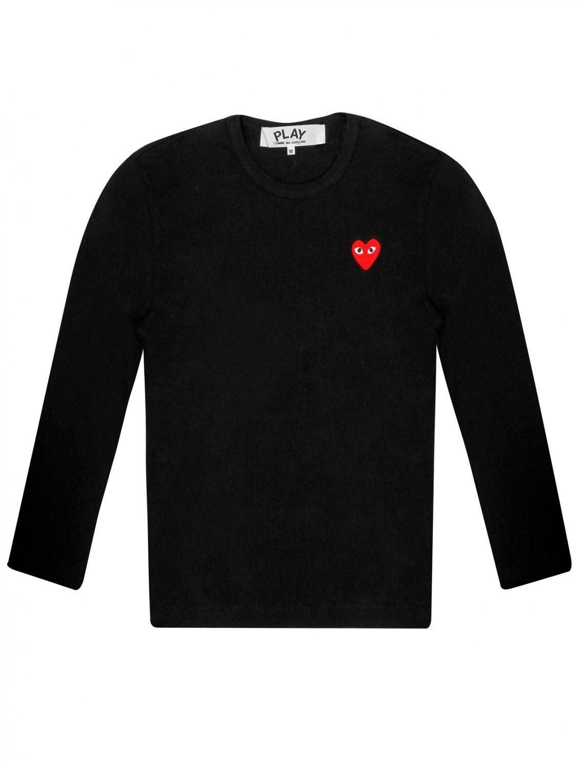 Black and Red Heart Logo - Comme Des Garcons Clothing | PLAY Ladies L/S Red Heart Logo T Shirt ...