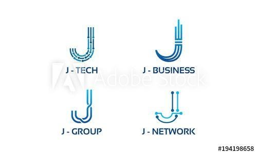 Cool J Logo - J initial Tech logo vector set, Cool J Initial Wire logo template