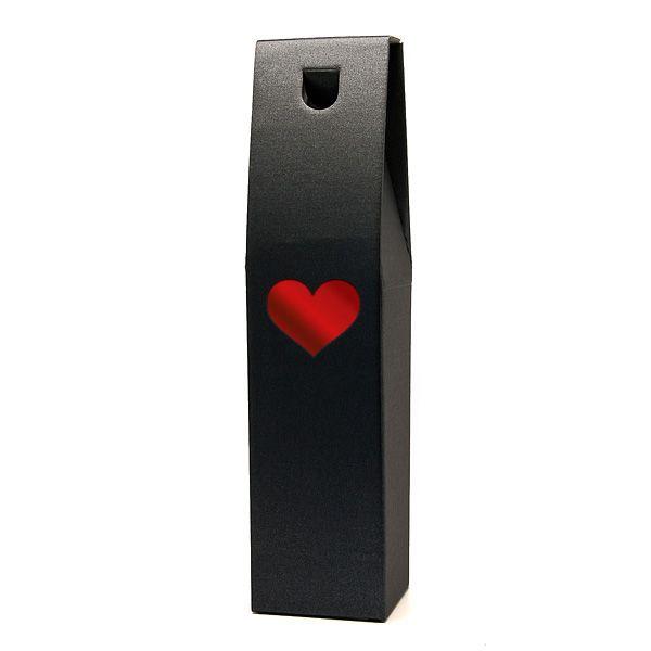 Black and Red Heart Logo - Champagne Wine Bottle Heart Gift Box With Red Heart GBSBH4