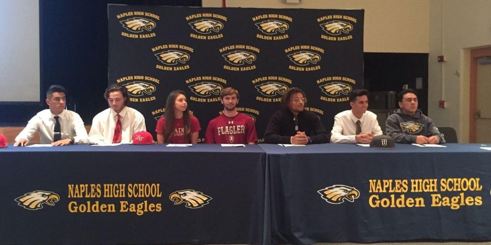 Naples High School Eagle Logo - Seven Naples High athletes sign to play in college