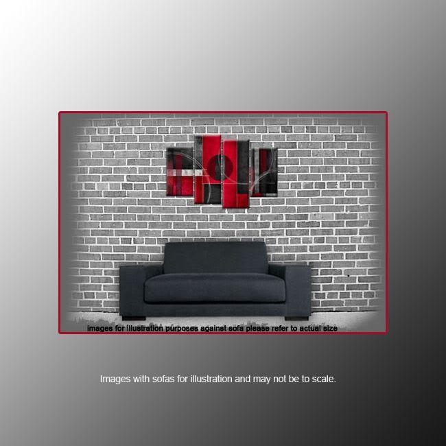 Dark Grey and Red Logo - Rosso Nero Abstract Canvas Wall Art Print 4 Panel Black Red Grey 40 ...