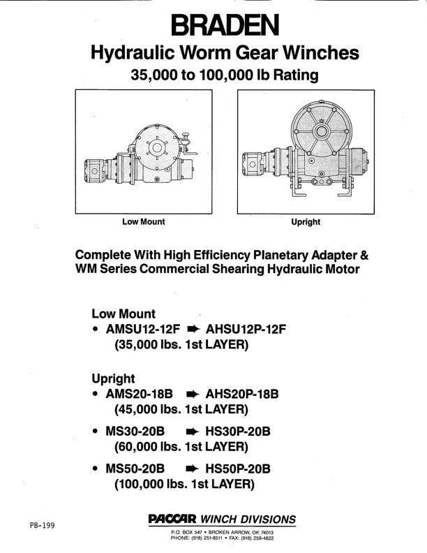 PACCAR Winch Logo - Hydraulic Worm Gear Winches Specifications Sheet - Worm Gear ...