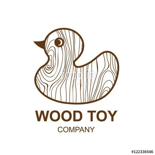 Duck Company Logo - Abstract icon with wooden texture,toy duck,Logo design,Vector ...