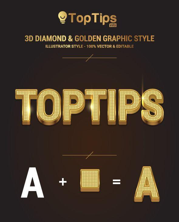 Diamond Font Logo - 3D Diamond & Golden Graphic Style - Styles Illustrator | Graphic ...
