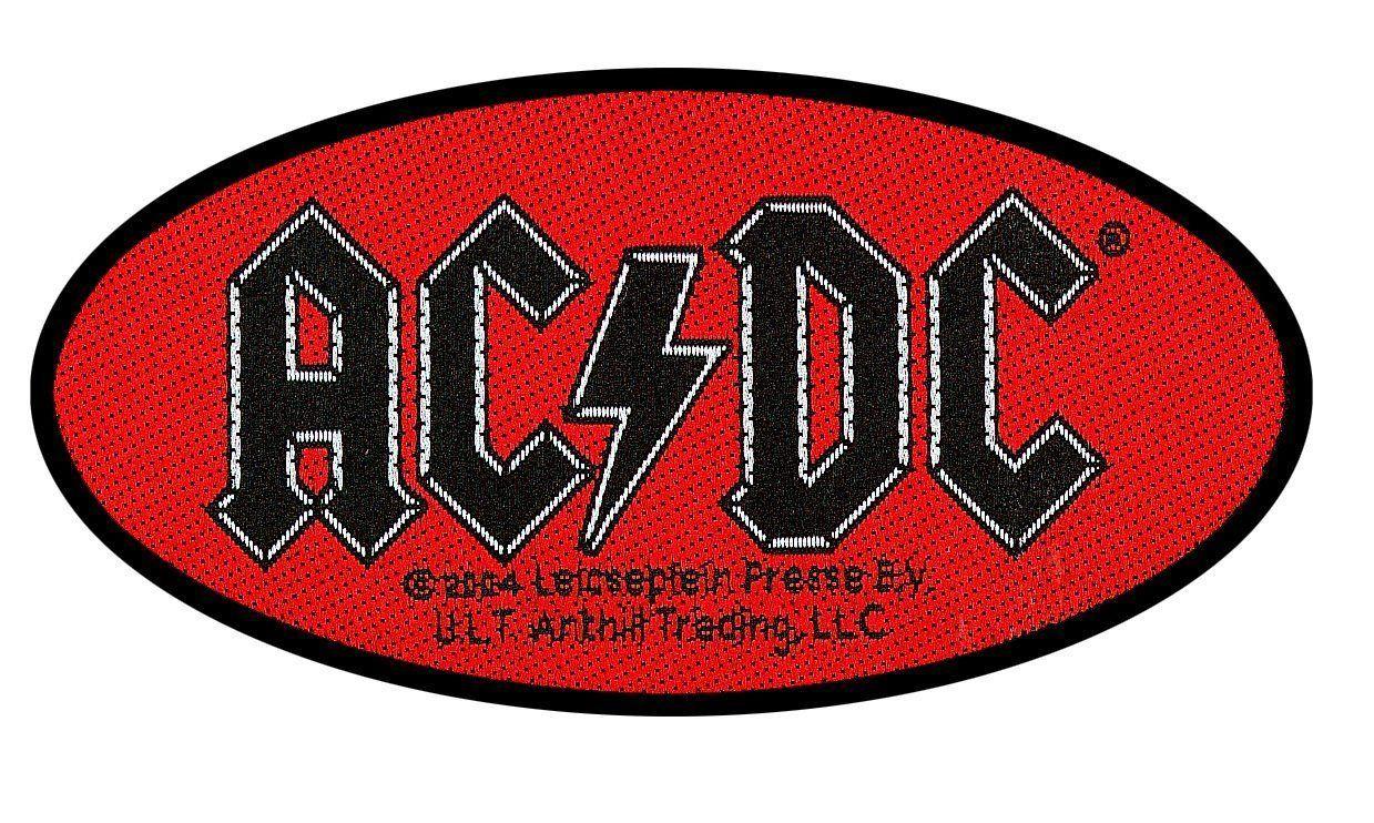 In Red Oval Logo - AC/DC Woven Patch Oval Logo.