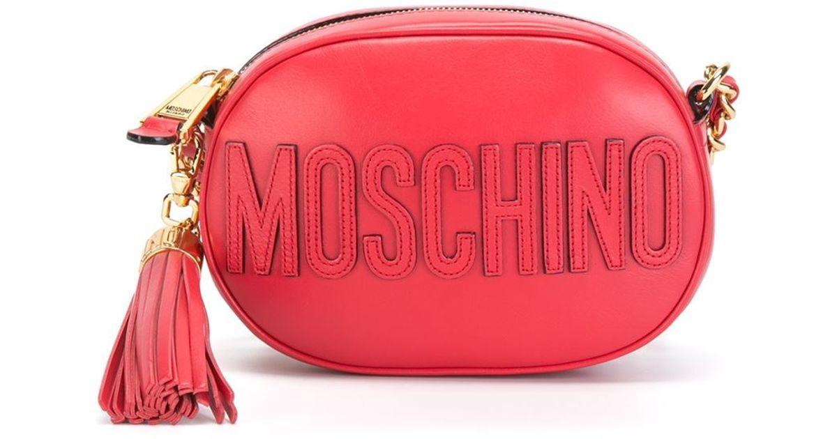 In Red Oval Logo - Moschino Oval Logo Crossbody Bag in Red