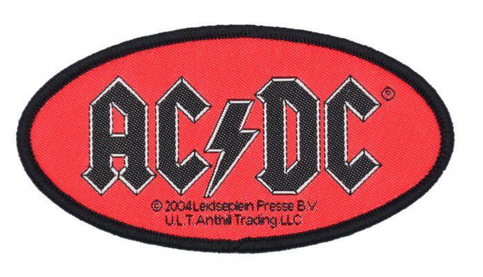 In Red Oval Logo - AC DC Oval Logo Woven Patch