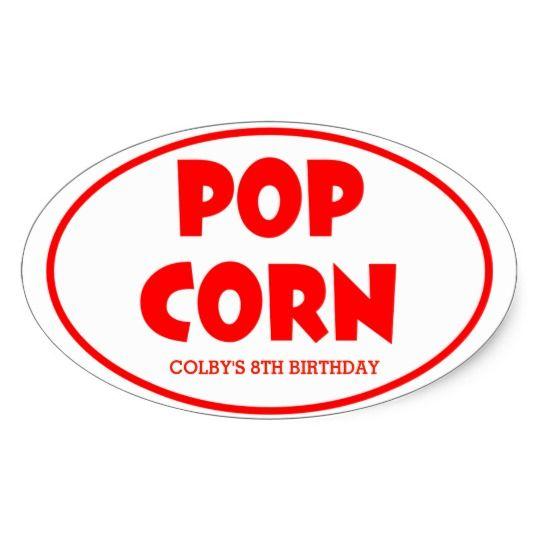 In Red Oval Logo - Oval Popcorn Personalised Stickers | Zazzle.co.uk