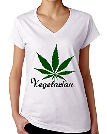 Green V Logo - Vegetarian Green Weed Logo Graphic Design Women's V Neck T Shirt XX