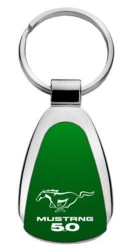 Tear Drop Green Logo - Ford Mustang 5.0 Aqua Green Logo Metal Chrome Tear Drop Key Chain ...