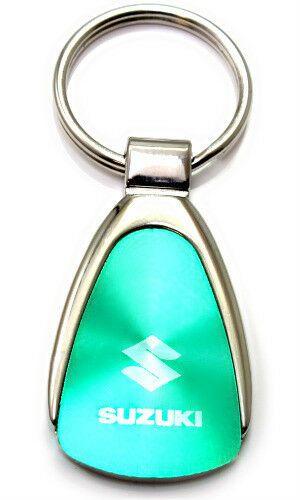 Tear Drop Green Logo - Genuine Suzuki Aqua Green Logo Metal Chrome Tear Drop Key Chain Ring