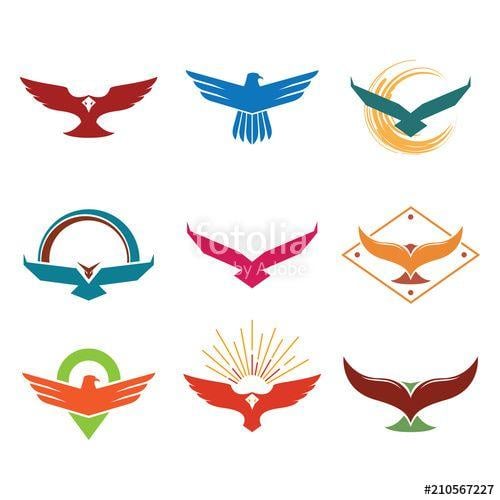 Falcon Logo - Eagle Hawk Falcon Logo Template Set Stock Image And Royalty Free