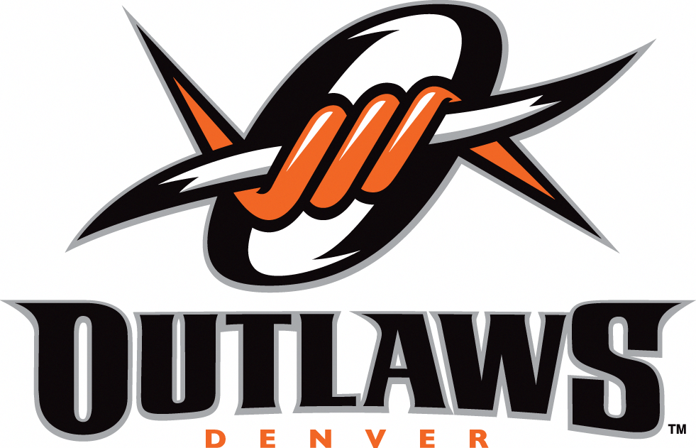 Black and White Sports Authority Logo - Denver Outlaws Primary Logo (2006) and white barbed wire