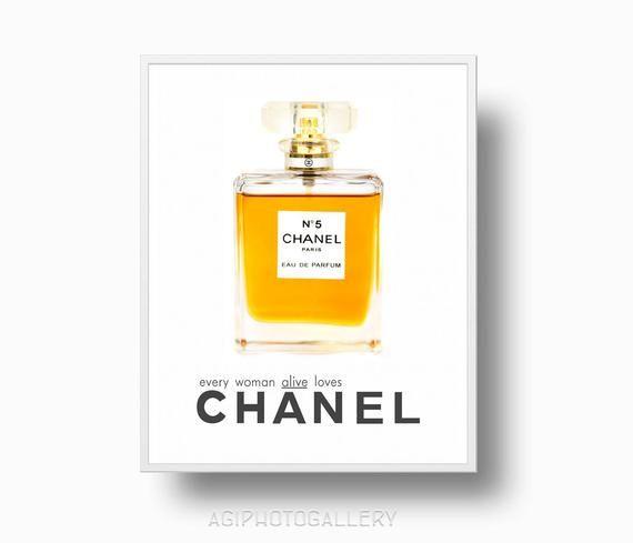 Chanel 5 Perfume Logo - Chanel No 5 Perfume Bottle Chanel Logo Print Chanel Perfume | Etsy