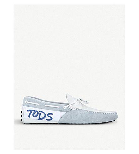Tod's Logo - TODS - Logo Mix suede driving shoes | Selfridges.com