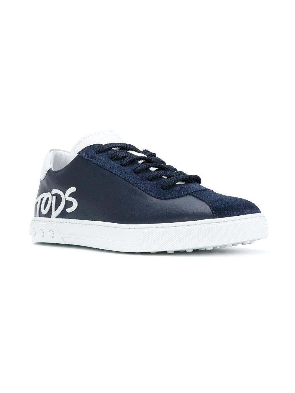 Tod's Logo - Lyst's Logo Appliqué Lace Up Sneakers In Blue For Men