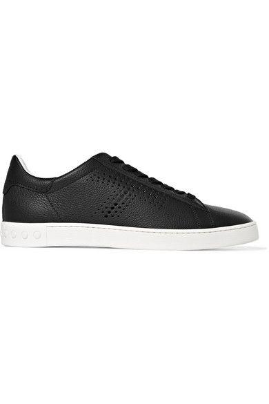Tod's Logo - Tod's | Logo-perforated textured-leather sneakers | NET-A-PORTER.COM