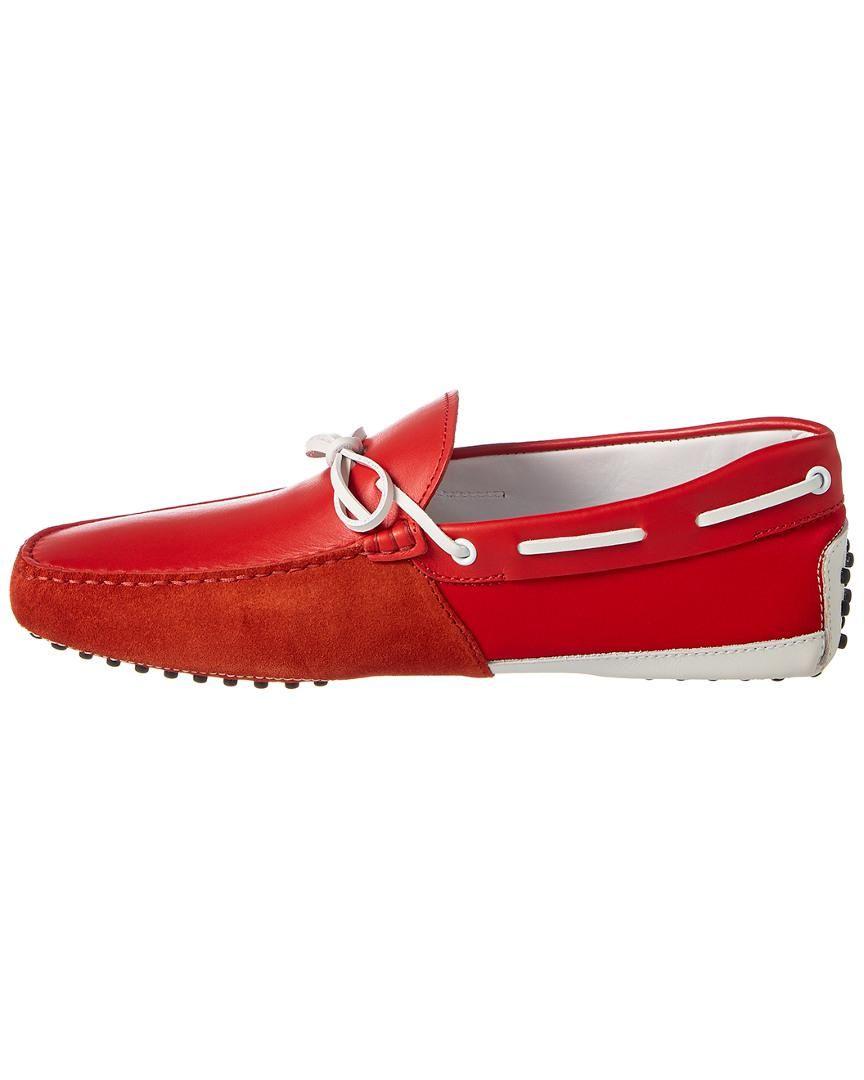 Tod's Logo - Lyst - Tod'S Logo Leather & Suede Loafer in Red for Men