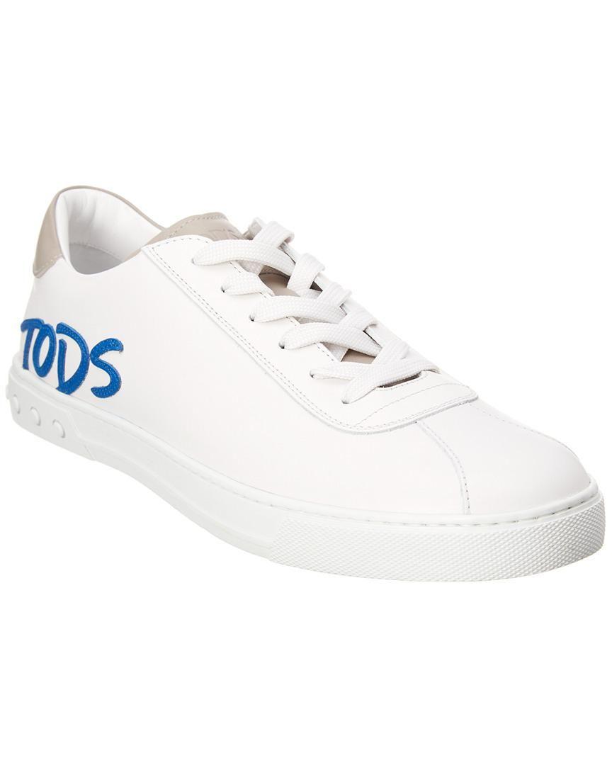 Tod's Logo - Lyst - Tod'S Logo Applique Leather Sneaker in White for Men