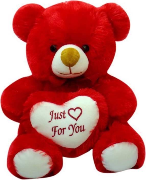 Red and Bear w Logo - AVS Stuffed Spongy Hugable Cute Teddy Bear with Heart Just For You
