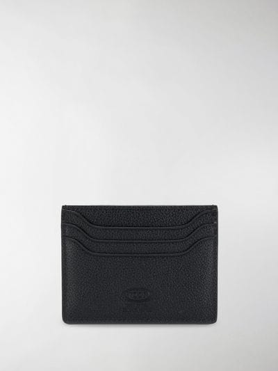 Tod's Logo - Tod's black Calf Leather logo cardholder wallet| Stefaniamode.com
