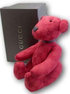 Red and Bear w Logo - GUCCI GG LOGO PATTERN CANVAS TEDDY BEAR RED W/ BOX &CONTROLLE CARD ...