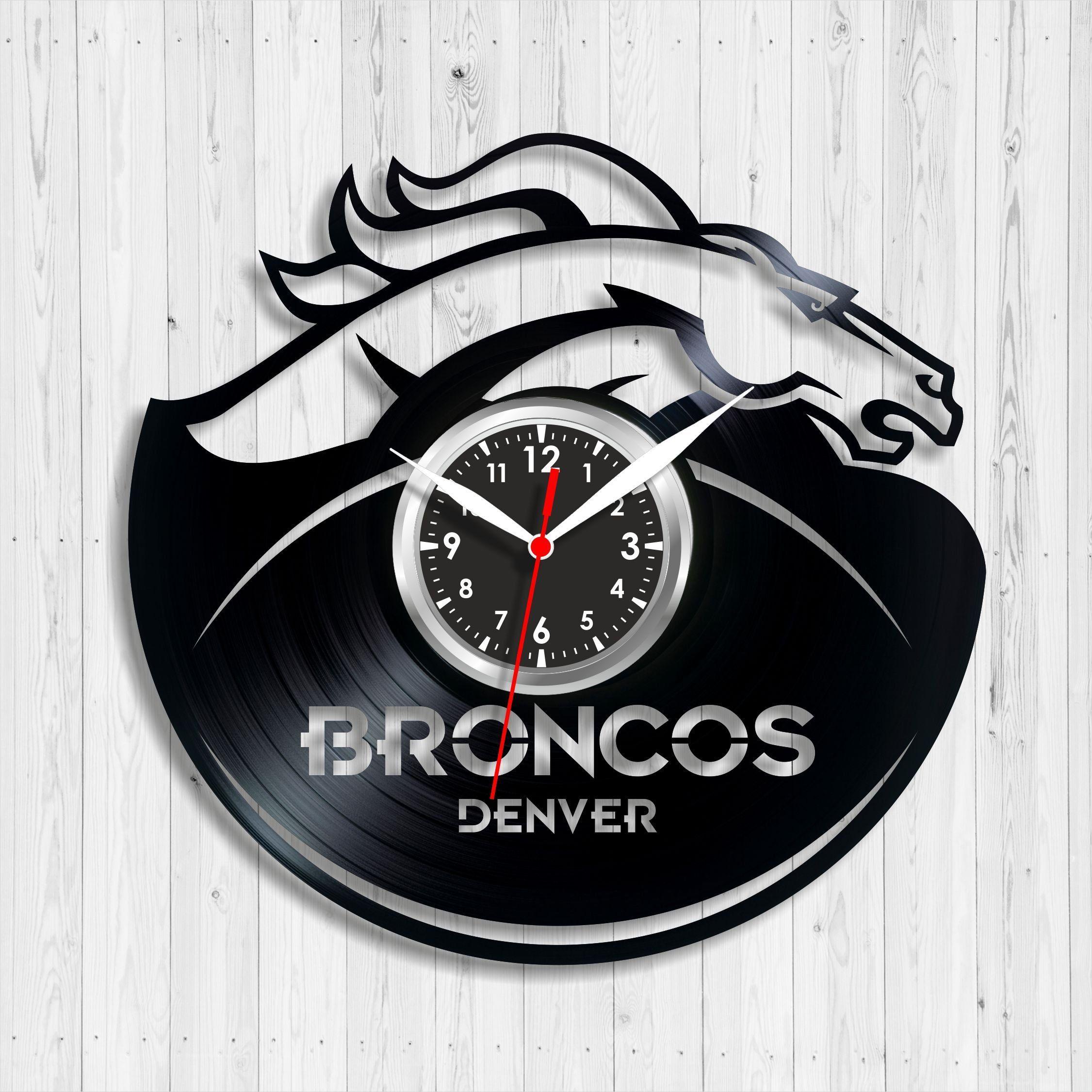 Black and White Sports Authority Logo - Vinyl clock Denver Broncos American football Sports Authority | Etsy