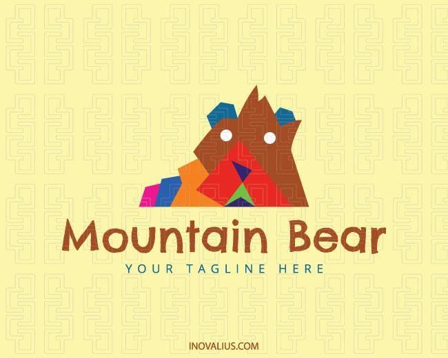 Red and Bear w Logo - Mountain Bear Logo Design