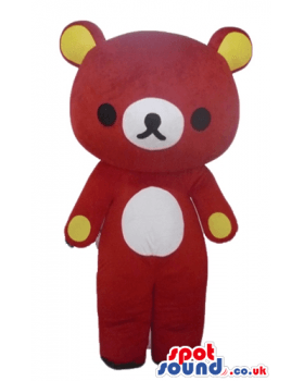 Red and Bear w Logo - Red bear with a white nose and belly and yellow ears and paws