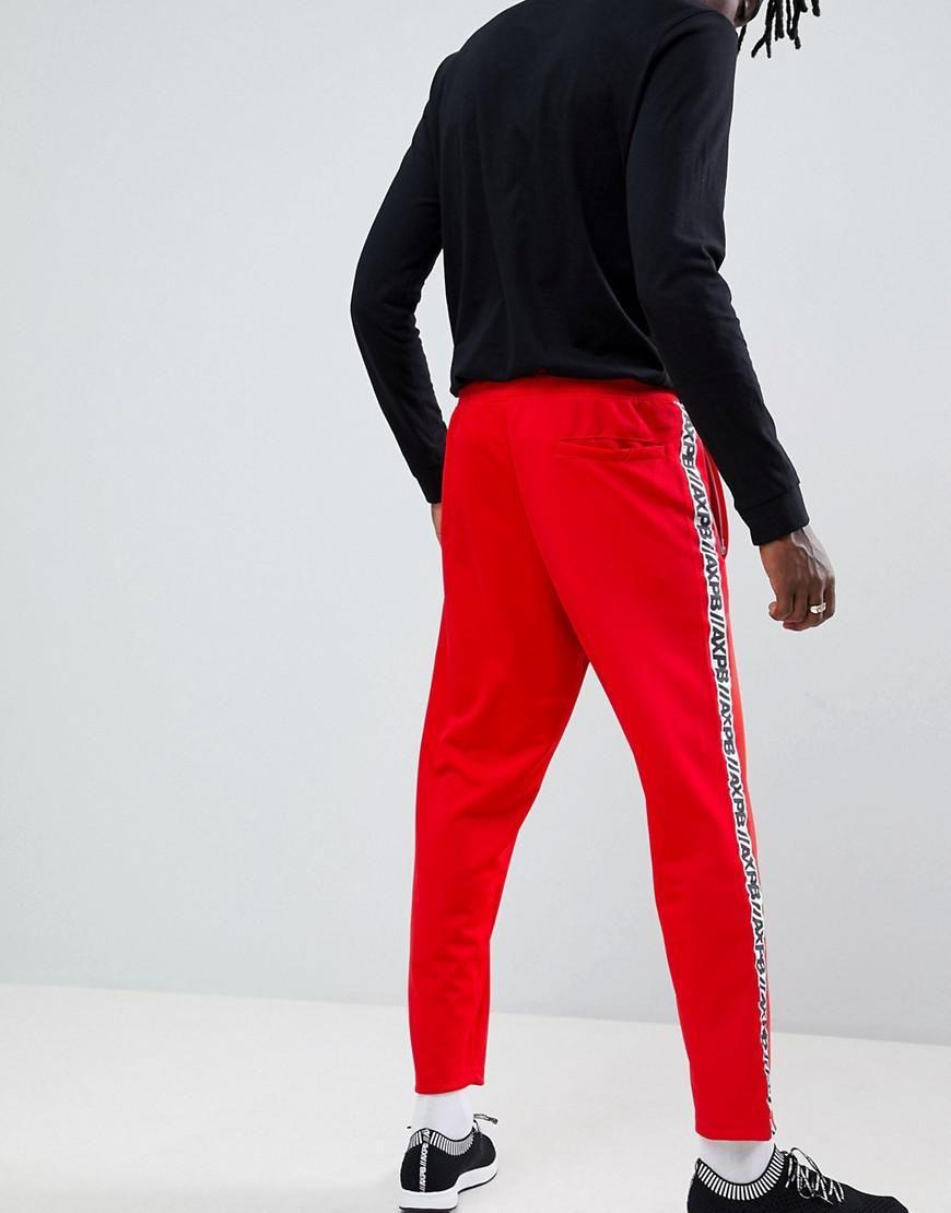 Red and Bear w Logo - Pull&Bear Exclusive Tracksuit Bottoms In Red With Logo Side Stripe ...
