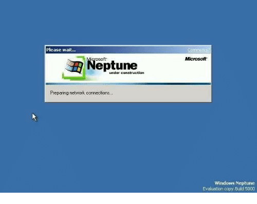 Windows Neptune Logo - Please Wait Microsoft Under Construction Preparing Network
