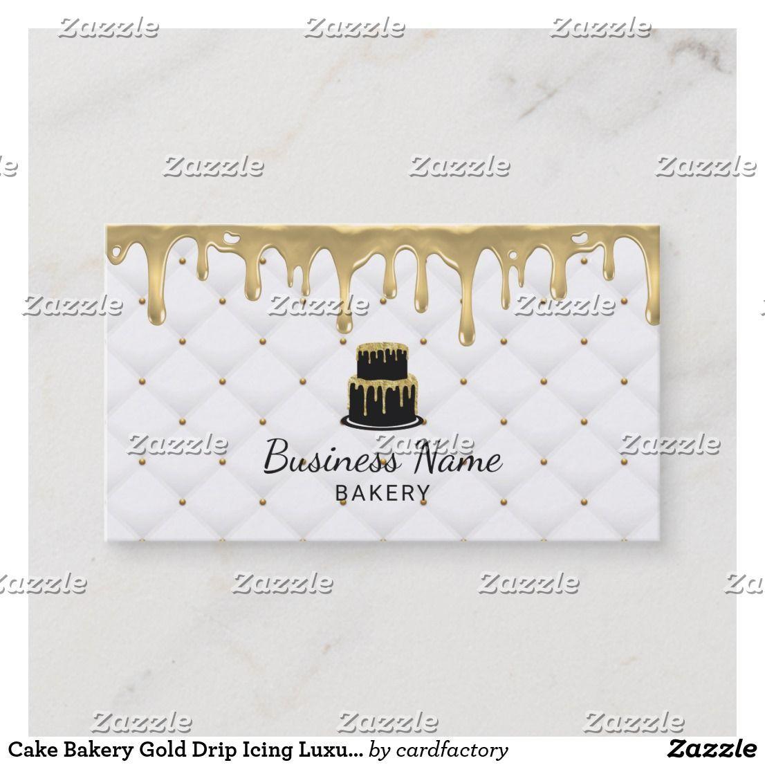 Drip Gold and White Logo - Cake Bakery Gold Drip Icing Luxury White Business Card | Freelance ...