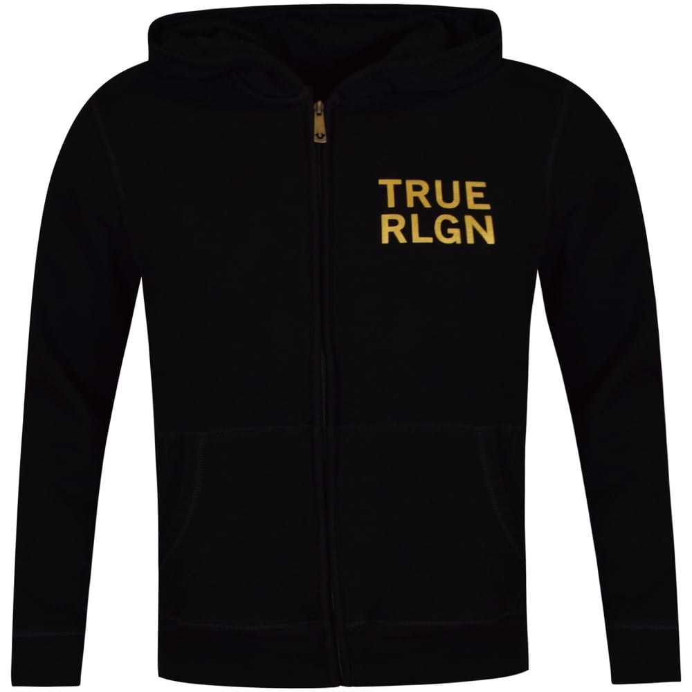 Dripping Black Logo - TRUE RELIGION True Religion Black & Gold Hoof Drip Logo Zip Up ...