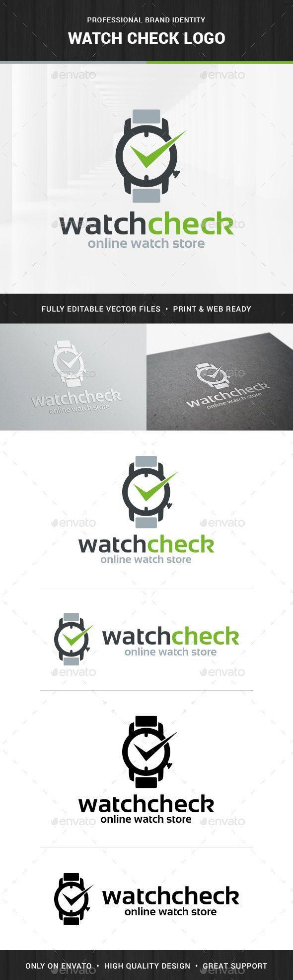 Modern Check Mark Logo - The Watch Check Logo Template A modern watch logo with a check mark