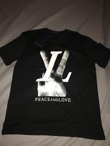 Black Louis Vuitton Logo - New LOUIS VUITTON HAND LV LOGO TEE SHIRT Peace and Love Small Black