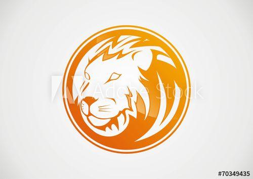 Lion in Circle Logo - orange lion head in circle logo vector - Buy this stock vector and ...
