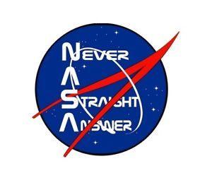Official NASA Meatball Logo - NEVER A STRAIGHT ANSWER STICKER ~ 3.5