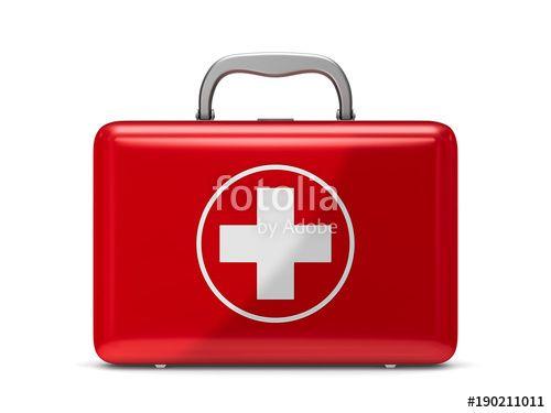 3D First Aid Logo - First aid kit on white background. Isolated 3D illustration