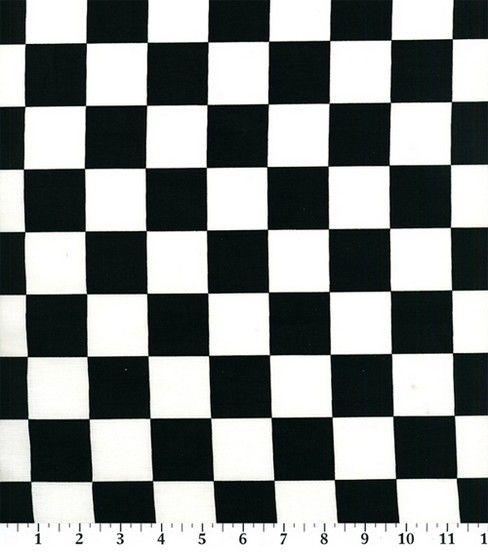 Black and White Checkerboard Logo - Novelty Cotton Fabric 45