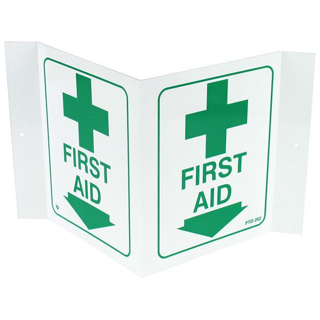 3D First Aid Logo - 3D Angle First Aid Location Arrow Sign - Rigid Plastic - 5