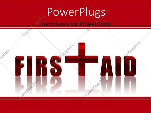 3D First Aid Logo - PowerPoint Template: First Aid reflected 3D text over white ...