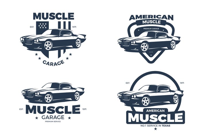American Car Symbols Logo - American Muscle Car Logos by andrewtimothy on Envato Elements