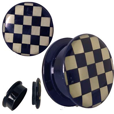 Black and White Checkerboard Logo - Amazon.com: Black and White Checkerboard Logo Acrylic Screw In Ear ...