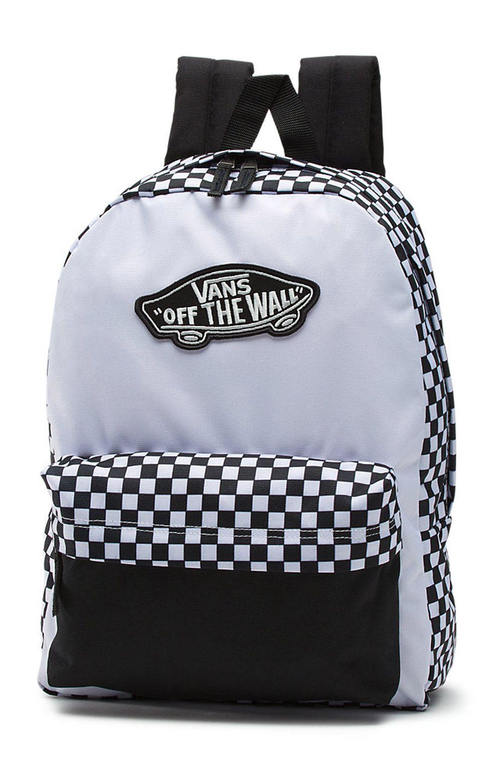 Black and White Checkerboard Logo - Vans Women's, Realm Backpack - Black/White Checkerboard | MLTD