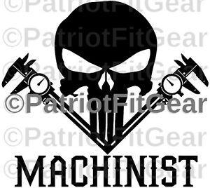 Machinist Logo - Machinist, Punisher Skull, Mechanic, Calipers, Starrett, CNC, Stickers