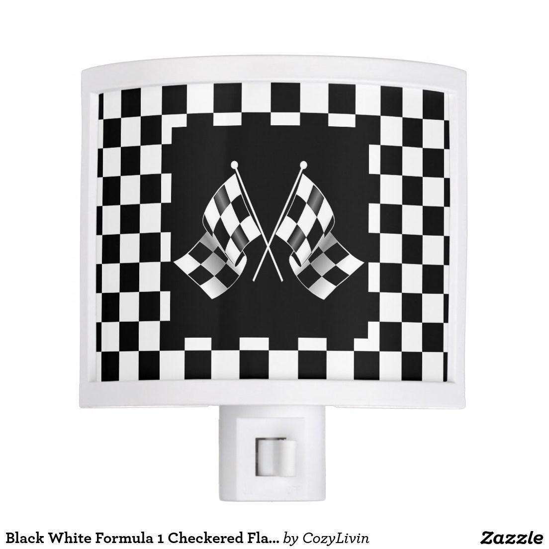 Black and White Checkerboard Logo - Cool Black White Formula 1 Checkered Flags Pattern Night Light in ...