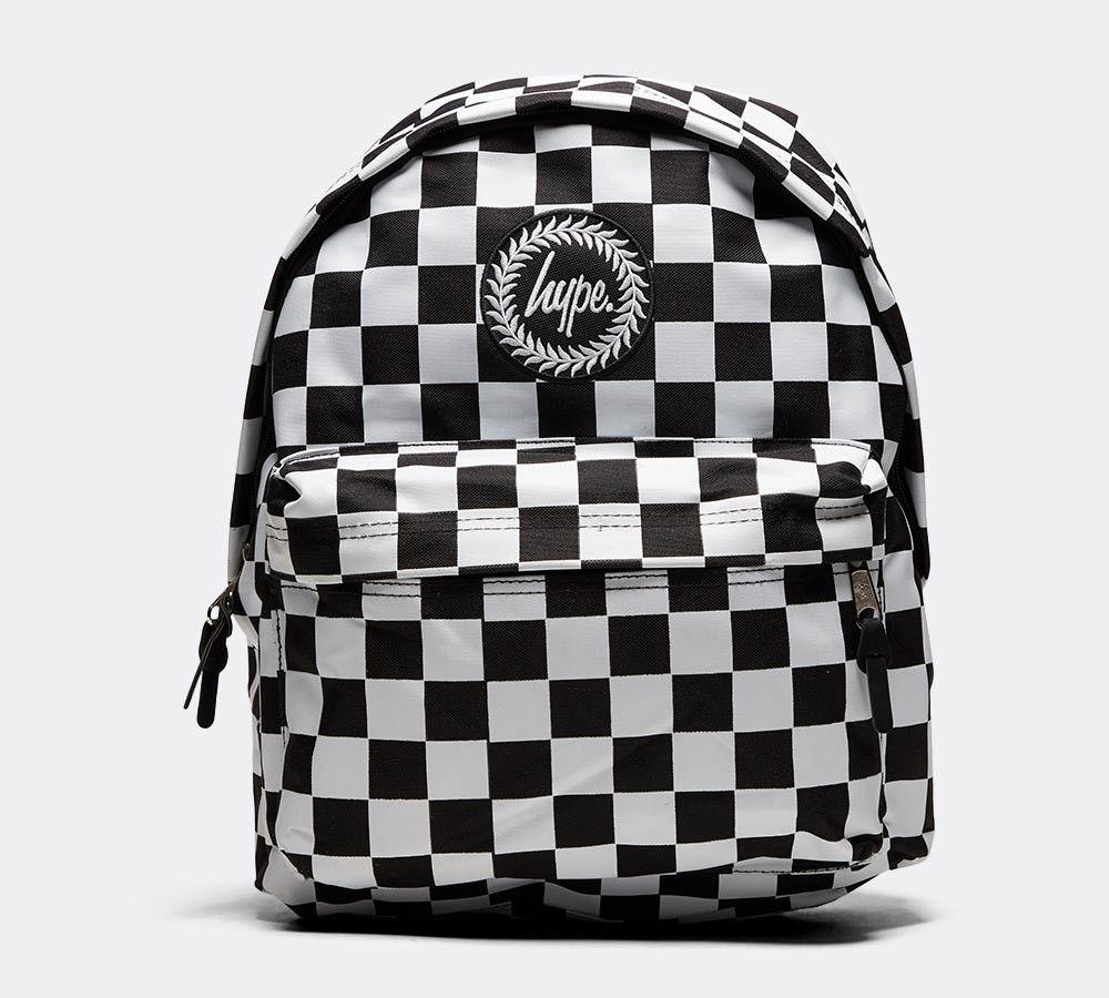 Black and White Checkerboard Logo - Hype Checkerboard Backpack. Black / White