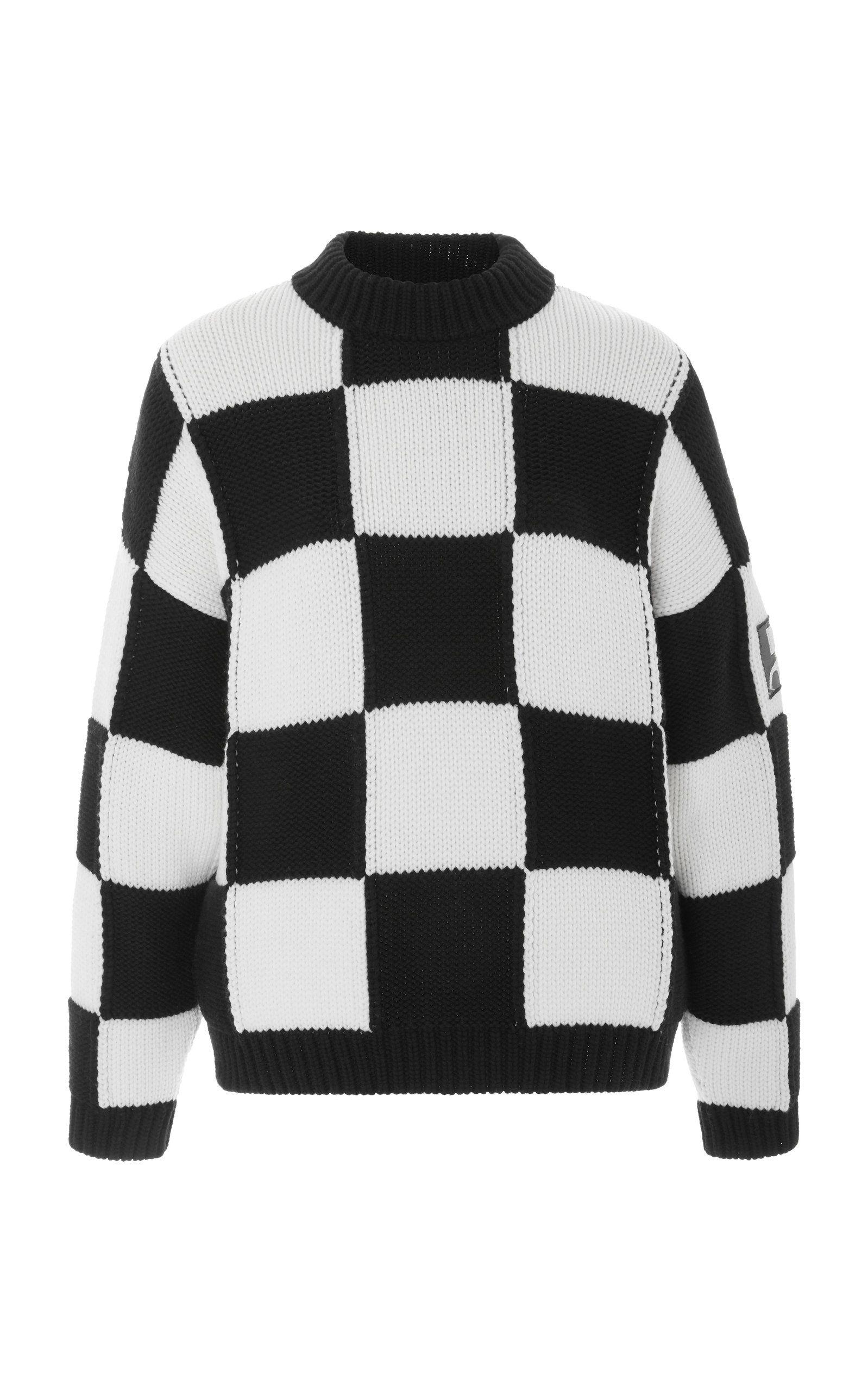 Black and White Checkerboard Logo - CourrÈGes Oversized Checkerboard Sweater In Black/White ...